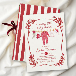 Invitation Joyeux Petit Ours à Rayures Rouges pour un Noël de