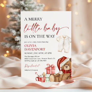 Invitation Joyeux petit ours en hiver pour Baby Shower de Noë