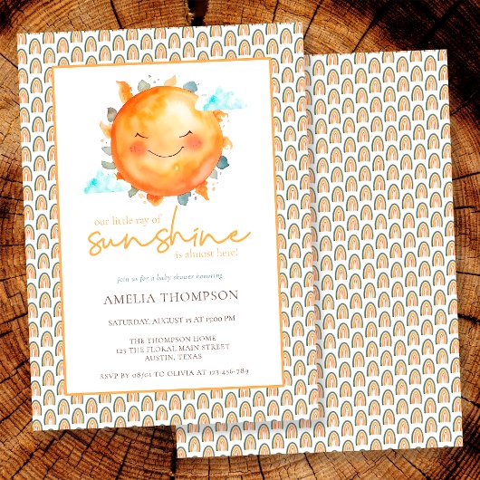 Invitation Joyeux Petit Rayon De Baby shower Arc-En-Ciel Suns