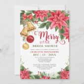 Invitation Joyeux Petite Fête des mariées de Noël Poinsettia (Devant)