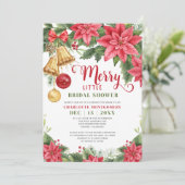Invitation Joyeux Petite Fête des mariées de Noël Poinsettia (Debout devant)