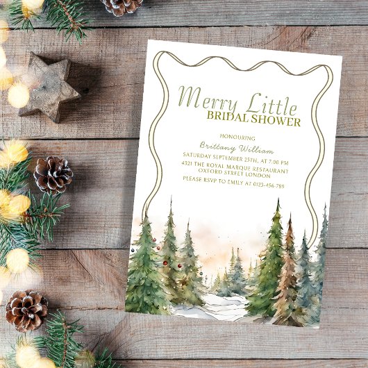 Invitation Joyeux Petite Fête des mariées d'hiver Noël rustiq