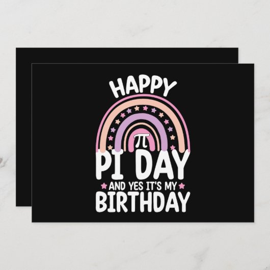 Invitation Joyeux Pi Day Et oui c'est mon Anniversaire Math R (Devant / Derrière)