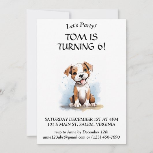 Invitation Joyeux Pitbull Pit Bull Terrier Chien (Devant)