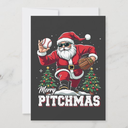 Invitation Joyeux Pitchmas Noël Amateur de baseball Père Noël (Devant)