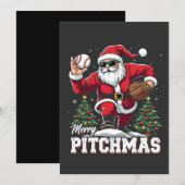 Invitation Joyeux Pitchmas Noël Amateur de baseball Père Noël (Devant / Derrière)