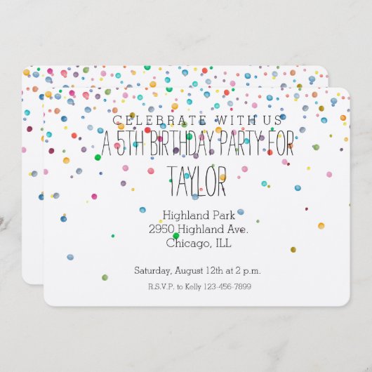 Invitation Joyeux points Confetti (Devant / Derrière)