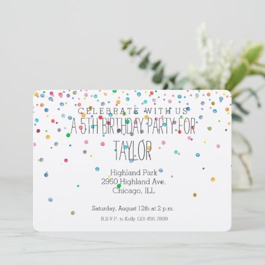 Invitation Joyeux points Confetti (Debout devant)
