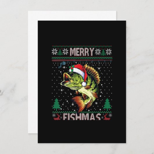 Invitation Joyeux Poisson Basse Pêche Poisson de Noël Vilain  (Devant / Derrière)
