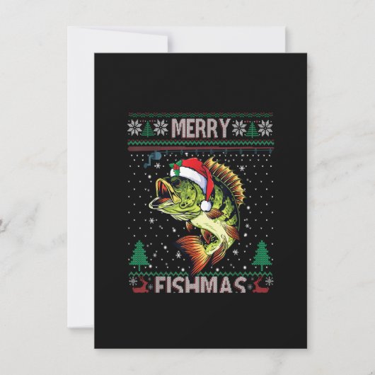 Invitation Joyeux Poisson Basse Pêche Poisson de Noël Vilain  (Devant)