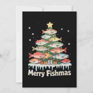 Invitation Joyeux Poisson Noël Arbre de Noël Lumières Pêcheur