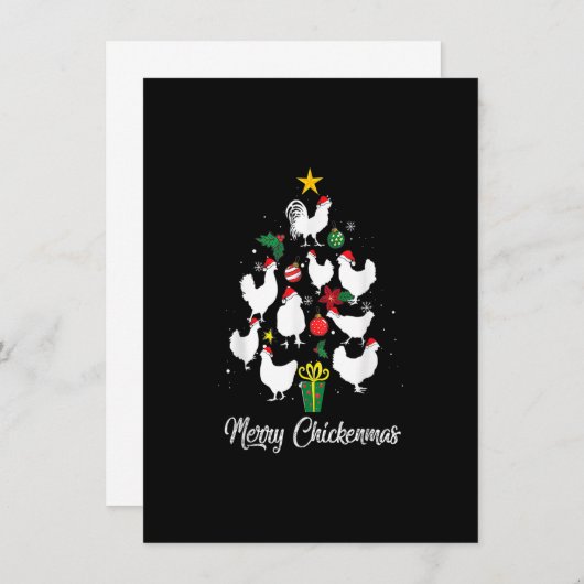 Invitation Joyeux poulets de Noël Arbre de Noël Funny Noël (Devant / Derrière)