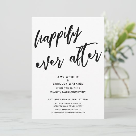 Invitation Joyeux Pour Toujours Écriture Manuscrite Réception (Debout devant)