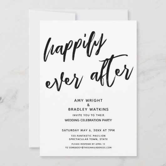 Invitation Joyeux Pour Toujours Écriture Mariage Réception (Devant)