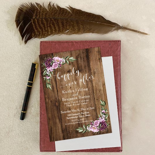 Invitation Joyeux Pour Toujours Réception Rustique Florale Se
