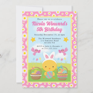 Invitation Joyeux Poussin de Pâques Anniversaire Enfants de P