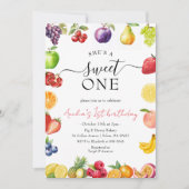 Invitation Joyeux Premier Anniversaire Fille Thème Fruit (Devant)