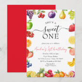 Invitation Joyeux Premier Anniversaire Fille Thème Fruit (Devant / Derrière)