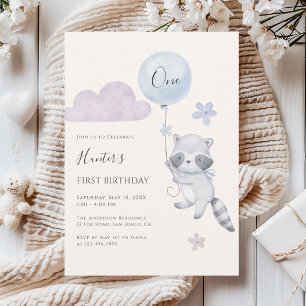 Invitation Joyeux premier anniversaire garçon ballon volant r