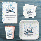 Invitation Joyeux premier anniversaire Jet Fighter Avion Bleu