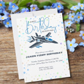 Invitation Joyeux premier anniversaire Jet Fighter Avion Bleu