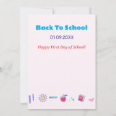 Invitation Joyeux premier jour d'école ! Message de l'enseign (Dos)