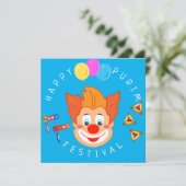 Invitation Joyeux Purim Festival Funny Clown Kids Party (Debout devant)