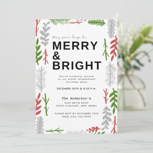 Invitation Joyeux quartier brillant Fête de Noël (Debout devant)