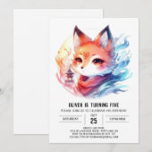 Invitation Joyeux Renard moderne Anniversaire (Devant / Derrière)