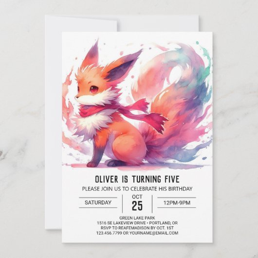 Invitation Joyeux Renard moderne Anniversaire (Devant)