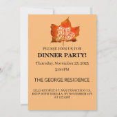 Invitation Joyeux repas de Thanksgiving Fête d'automne Feuill (Dos)