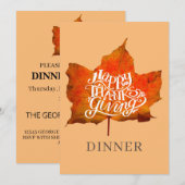 Invitation Joyeux repas de Thanksgiving Fête d'automne Feuill (Devant / Derrière)