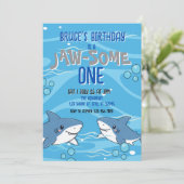 Invitation Joyeux requin Jaw-some Un anniversaire (Debout devant)