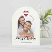 Invitation Joyeux Robins de Noël et Red Bow Arched (Debout devant)