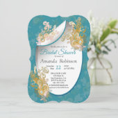 Invitation Joyeux rose Abstrait, bleu ciel - Fleurs roses (Debout devant)