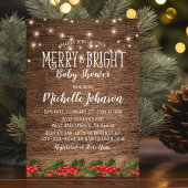 Invitation Joyeux rustique et lumière de Noël Baby shower