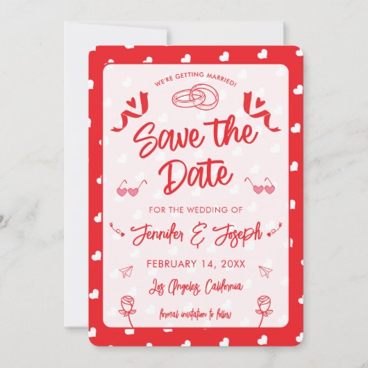 Invitation Joyeux Saint-Valentin Moderne Motif d'Amour (Devant)