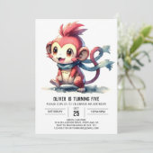 Invitation Joyeux singe moderne anniversaire (Debout devant)