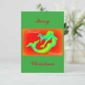 Invitation Joyeux sirène de Noël rouge/vert (Debout devant)