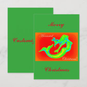 Invitation Joyeux sirène de Noël rouge/vert (Devant / Derrière)