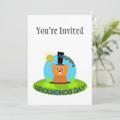 Invitation Joyeux soleil de la Journée de la marmotte (Debout devant)