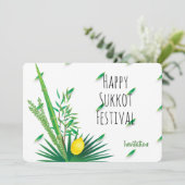 Invitation Joyeux Souccot Lulav et Etrog Aquarelle (Debout devant)