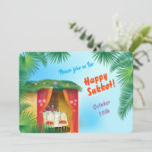 Invitation Joyeux Souccot Soukka Lulav et Etrog Aquarelle (Debout devant)