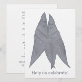 Invitation Joyeux Sourire aux étoiles d'argent Mariage en cou (Devant / Derrière)