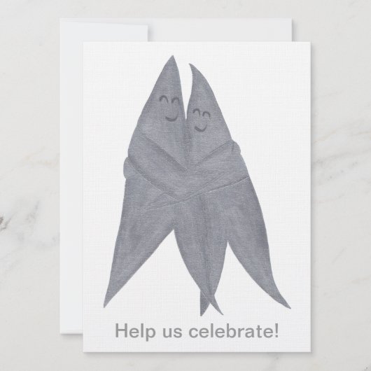 Invitation Joyeux Sourire aux étoiles d'argent Mariage en cou (Devant)