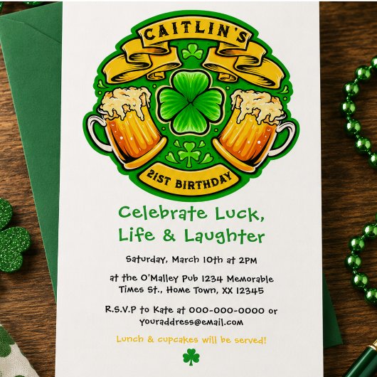 Invitation Joyeux St Patrick Day Trèfle 21e Anniversaire