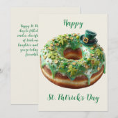 Invitation Joyeux St Patrick Donut avec chapeau de Leprechaun (Devant / Derrière)