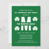Invitation Joyeux St. Patrick's Day Party Monogramme Nom de f (Devant)