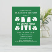 Invitation Joyeux St. Patrick's Day Party Monogramme Nom de f (Debout devant)