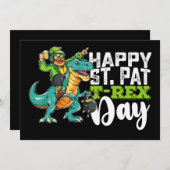 Invitation Joyeux St Patrick's Day Pat T Rex Dinosaur (Devant / Derrière)